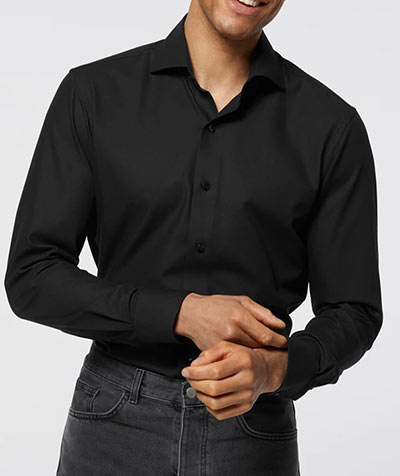 black performance shirt with stretch